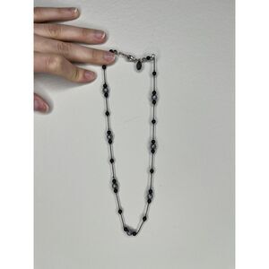 Black Beaded Necklace with Adjustable Silver Clasp – Handmade Look
